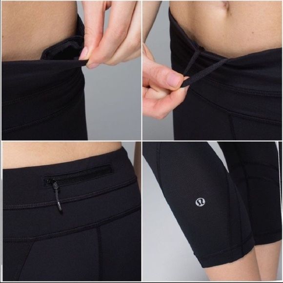 Lululemon Run Inspire Crop Leggings Solid Black 12 - Picture 3 of 6